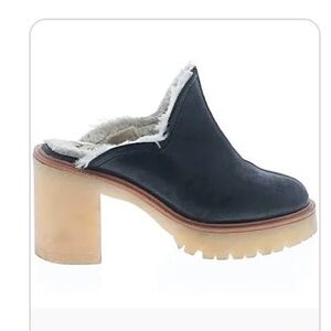 Free People Black and Tan Fur-Lined Mules